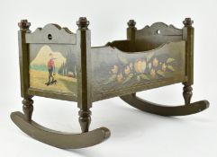 LATE 19TH CENTURY ITALIAN STYLE HAND PAINTED WOODEN CRIB