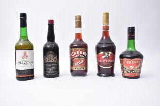 FIVE 20TH CENTURY CHERRY BRANDY & CREAM SHERRY BOTTLES