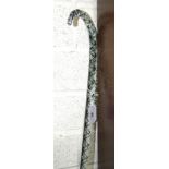A clear glass walking stick with spiral decoration, 70cm, a collection of various 19th century