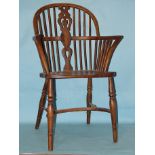 An elm and beech Windsor armchair.