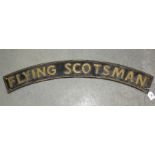 A reproduction cast iron 'Flying Scotsman' sign, 85cm.