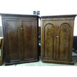 A Victorian mahogany two-door wardrobe with fitted interior and plinth base, 155cm wide, 207cm high,
