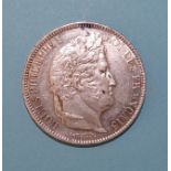 A Louis Philippe I 1831 five-francs, Paris Mint, with engraved edge.
