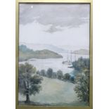 George B Rawling, 'A Peep at Cawsand', signed watercolour, dated 1913, 28 x 13cm and other works