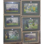 A group of six mid-20th century watercolours, including three highland landscapes, 16.5 x 25.5cm,