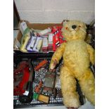 A Chad Valley teddy bear, 48cm high, eight various boxed diecast vehicles, and others.