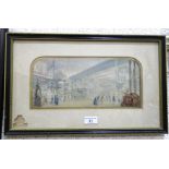 A G Baxter print, 'Interior of the Great Exhibition', 16 x 33cm, after Cecil Aldin 'Young boy on