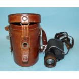 A Carl Zeiss Jena monocular, serial number 1256692, 8 x 30 magnification, in leather case.