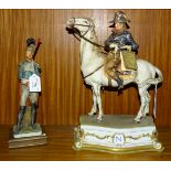 A Capodimonte sculpture of Napoleon Bonaparte on Marengo, signed B Merli to base, 35cm high, (rein