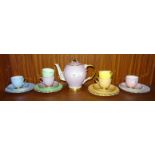 A 1930's Paragon 'Harlequin' tea part-set, comprising six each cups, saucers and side plates