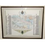 A framed chart, 'Fleet Review 1953 at Spithead for Queen Elizabeth II Coronation', 48.5 x 65cm,
