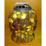 A leaded amber lampshade of waisted form, 15.5cm high.