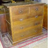 An oak straight-front chest of two short and three long drawers, 107cm wide, 101cm high, 50.5cm deep