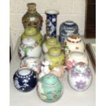 A collection of modern Oriental ginger jars and other ceramics.