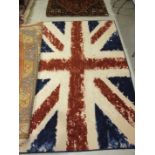 A modern Union Jack patterned rug, 180 x 270cm and two other modern rugs, (3).