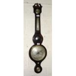 A 19th century mahogany banjo barometer with silvered dials, signed Bruce & Macdonald, Edinburgh,
