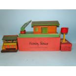 Hornby O gauge, a boxed No.2 Goods E, platform, a No.2 signal cabin, (no box, with electric light)