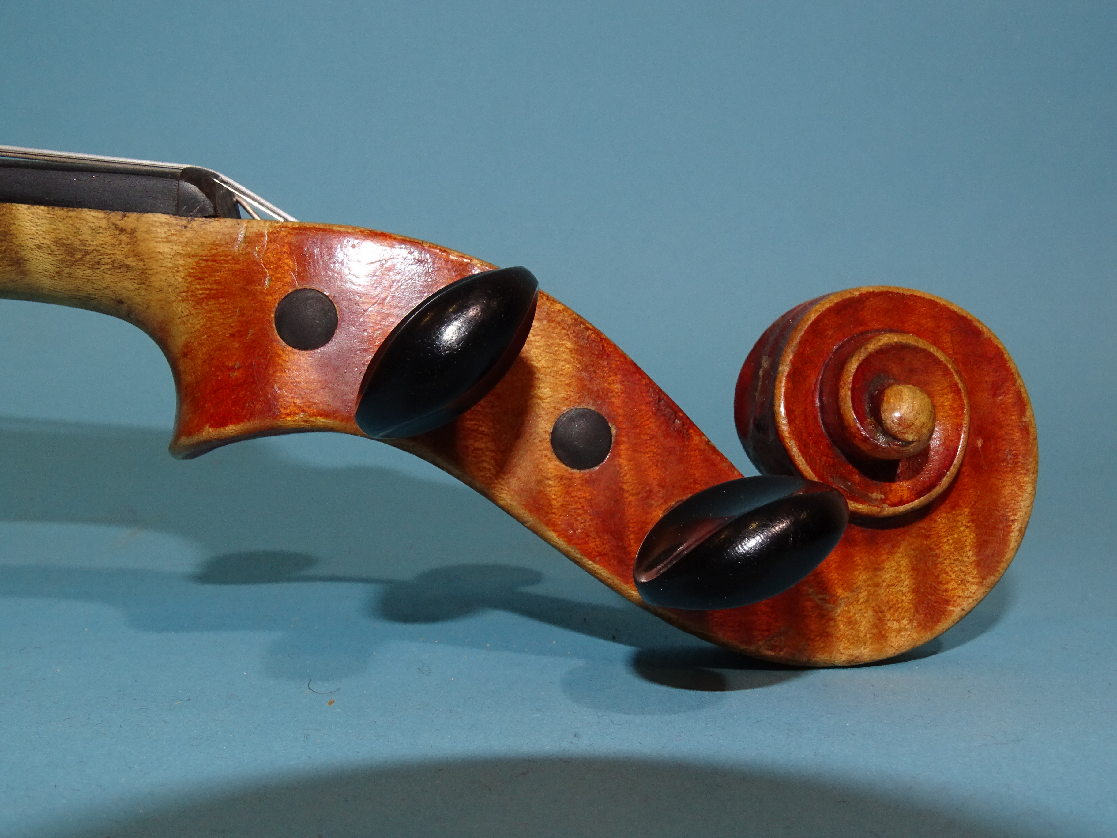 A 20th century ¾-size violin Stradivarius label, with bow, in case. - Image 7 of 8