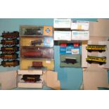 N gauge, nine various wagons and six "The Shredded Wheat Co." 0-6-0 tank locomotives, with two