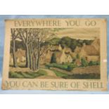 A vintage Shell travel advertising poster 'Everywhere You Go You Can Be Sure Of Shell', for