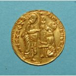 Italy Antonio Venier (1382-1400) gold ducat, 20mm diameter, 3.5g.