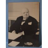 Two poster-sized photographs of Sir Winston Churchill, 91.5 x 64cm, hardboard-backed, five 1950-1960