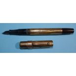 A Watermans Ideal 9ct gold-cased fountain pen dated 1920, (with clip), inscribed J Palmer signature,