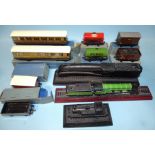 Hornby Dublo, two D1 coaches, six wagons, (all boxed), a DA455 Through Station and DA456 Island