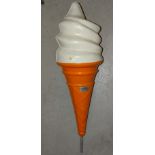 A "Plastic Promotions Ltd" ice cream cone, (no base or 'flake'), 127cm.