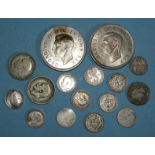 A collection of Great Britain coinage, including a small amount of pre-1947 silver: crown 1937 (x2),