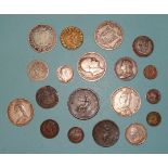 An Elizabeth I 1567 hammered silver sixpence (worn), William IV half-crowns 1835, 1836, one-shilling