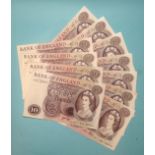 A collection of eleven Bank of England £10 bank notes, Series C portrait issues, comprising: