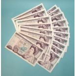 A collection of eighteen Bank of England £20 bank notes, Series D pictorial issue, comprising: