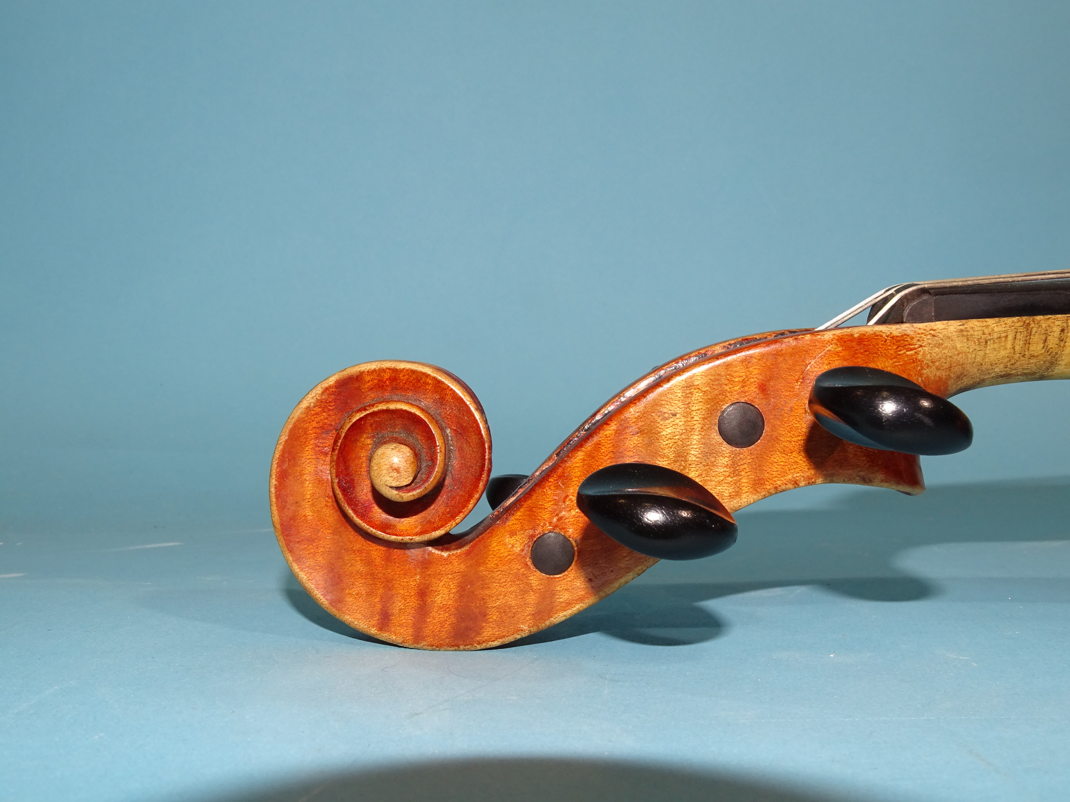 A 20th century ¾-size violin Stradivarius label, with bow, in case. - Image 3 of 8