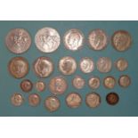 A small collection of British and foreign coinage including pre-1947 silver 123g, a 1904 India one-
