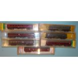 N gauge, Roco, 2254 DB coach, (boxed) and six other coaches, (in incorrect boxes).