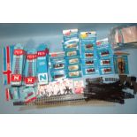 N gauge, a quantity of mainly boxed Peco track, points, etc: 16 double straights ST11, 13