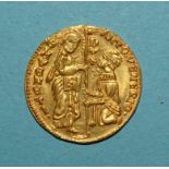 Italy Antonio Venier (1382-1400) gold ducat, 20mm diameter, 3.6g.