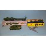 Dinky Supertoys, 660 Tank Transporter and 687 25-Pounder Field Gun Set, (both boxed), with unboxed