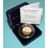 A Royal Mint 2000 Guernsey gold 50p coin 'The Battle of Britain 60th Anniversary', 15.5g, (cased,