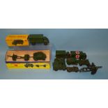 Dinky Toys, 621 3-Ton Army Wagon, 697 25-Pounder Field Gun Set, (both boxed, boxes a/f), seven