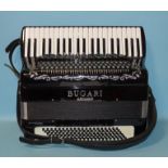 A Bugari Champion Cassotto "Armando" accordion, with 41 treble keys and 120 bass, black body and