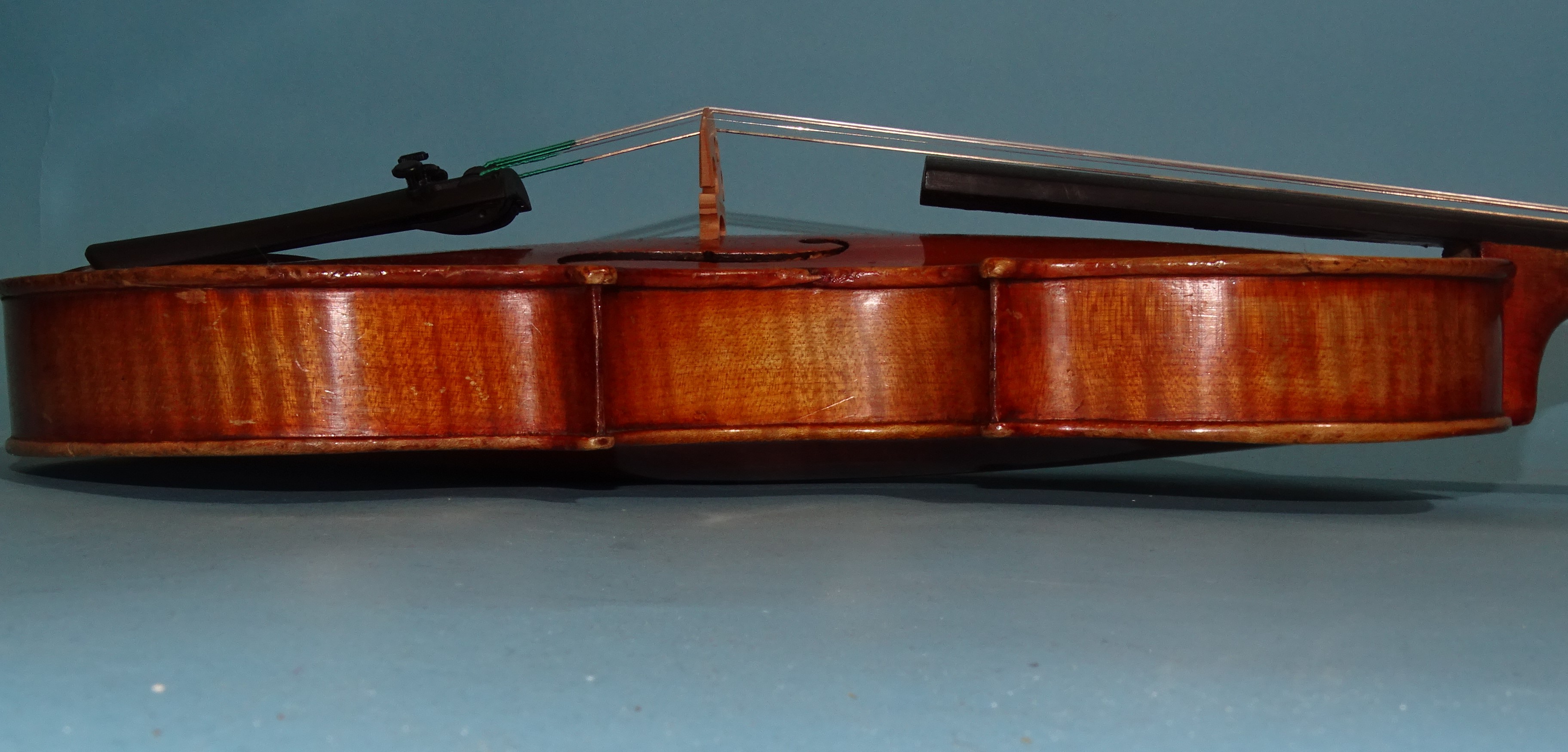 A 20th century ¾-size violin Stradivarius label, with bow, in case. - Image 6 of 8