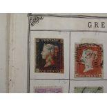 A collection of stamps in an Old Lincoln album, including Great Britain 1840 1d black used.