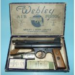 'The New Webley' air pistol Mk1, .22 calibre, no.13191, patent 219872, with adjustable rear sight