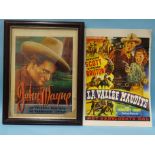 John Wayne, a 1940's Belgian film poster "Le Célèbre Cow-Boy de Vermaarde Cow-Boy", 38.5 x 28.5cm,