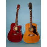 An Eko 12-string acoustic guitar and a Westfield 6-string electric acoustic guitar, (both a/f), (2).