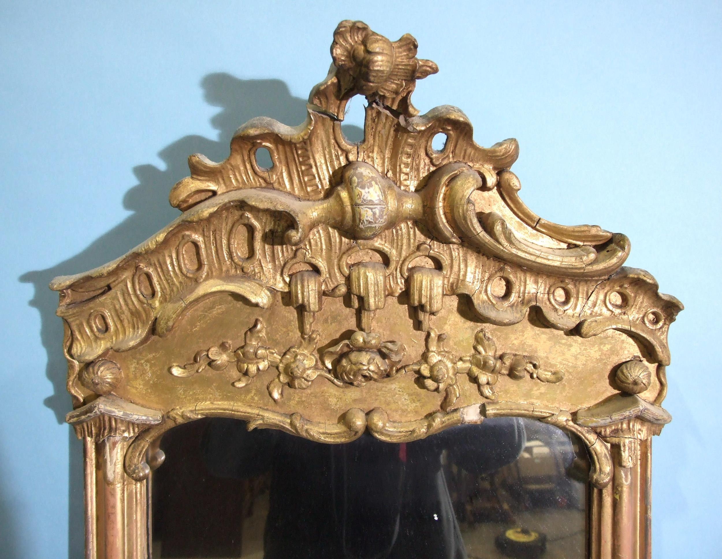 A 19th century tall gilt pier mirror, the moulded frame surmounted by Chippendale-style gesso - Image 3 of 3