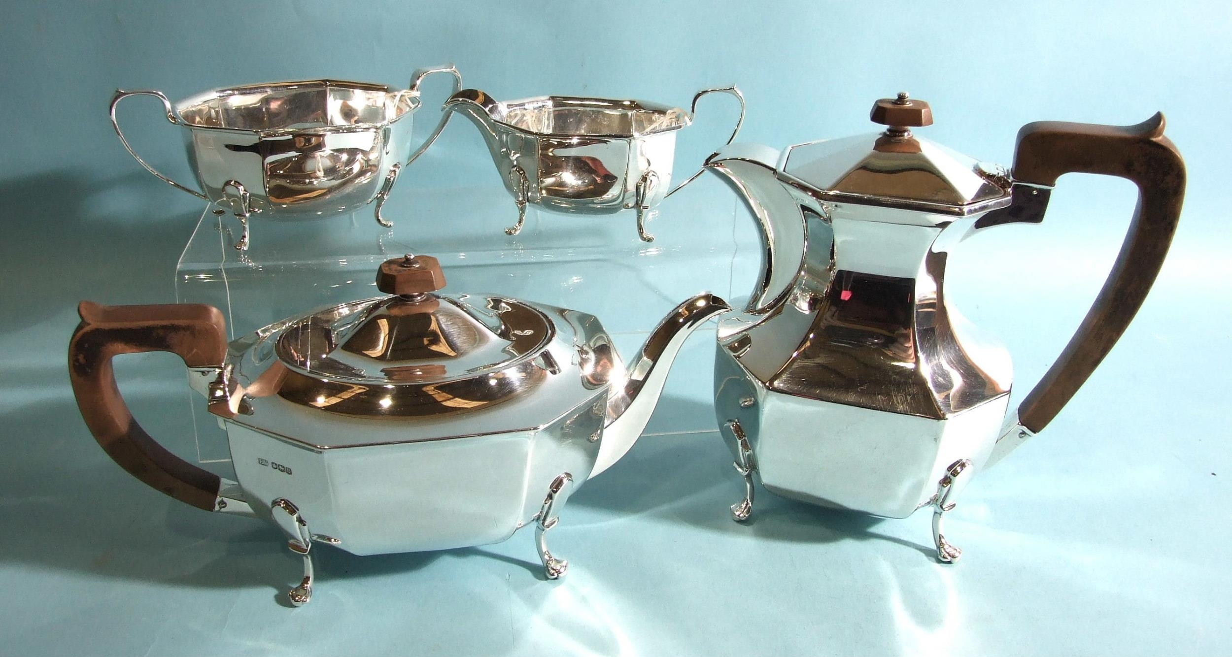 A Viners four-piece silver tea service of octagonal form, Sheffield 1937/39, total weight ___49oz. - Image 2 of 3