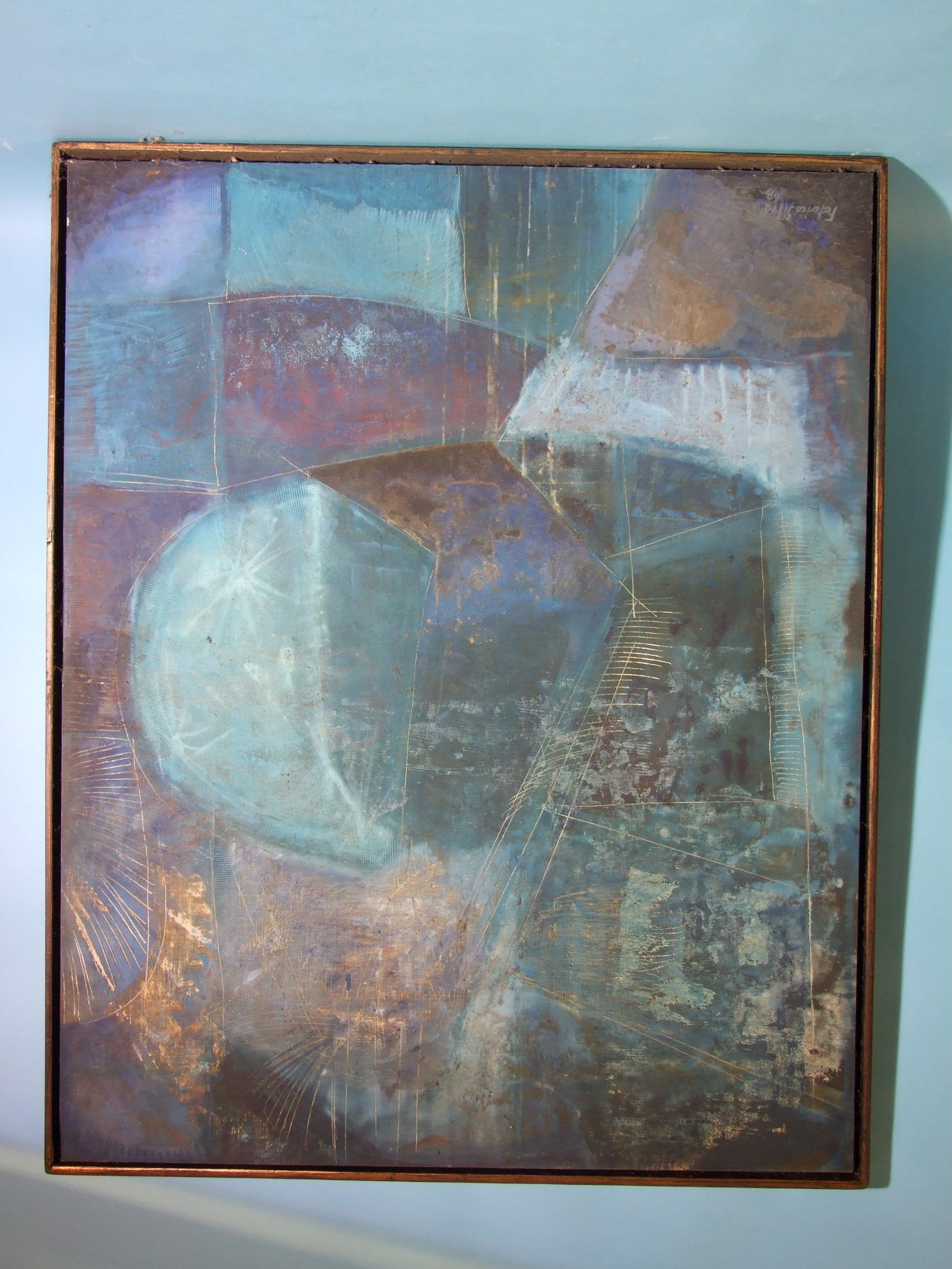 Federico Silva (20th century Mexican) MUNDO SILENTE Abstract oil on canvas, signed, dated '68 and - Image 2 of 3